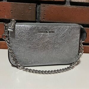 Kate Spade Glitter Lilly Pochette Silver Candied Flower Glitter Chain